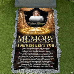 Memorial candlelight throw blanket folded neatly on an indoor armchair