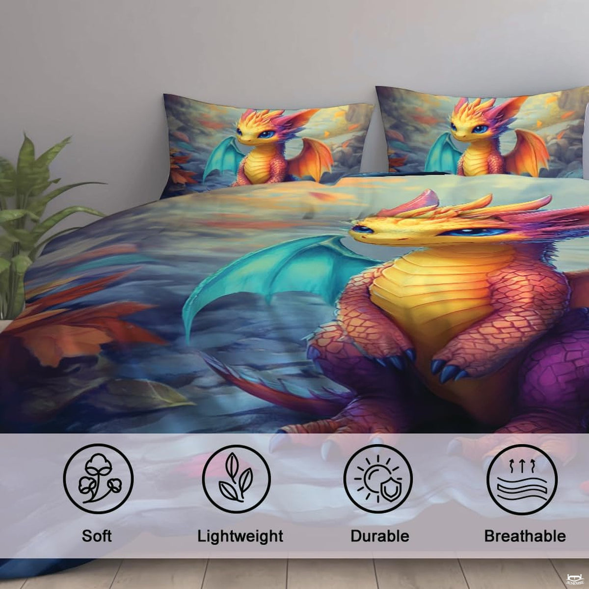 Close view of colorful baby dragon artwork