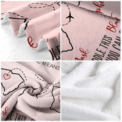 Long distance state to state love map couples blanket showing flight path between states view 6