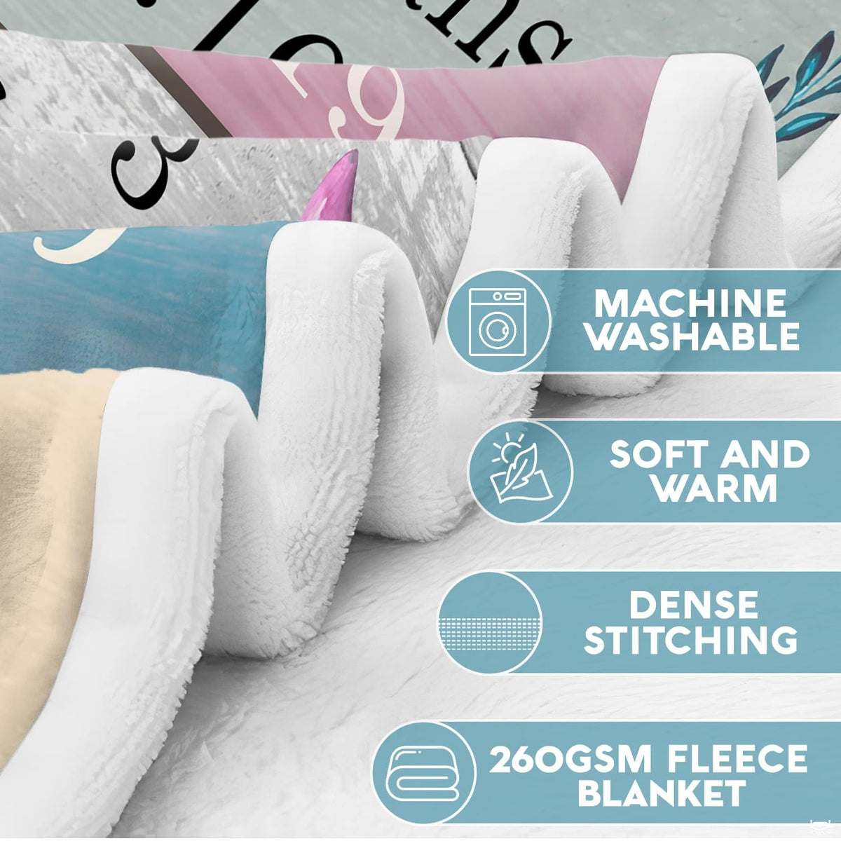 Praying girl scripture affirmations blanket folded over lounge couch