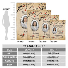 Folded cardinal sympathy blanket resting on a wooden bench