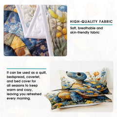 Sea Turtle Pattern Quilt, Animal Patchwork Sea Turtle Quilt Set Patchwork Style, Premium Pattern Quilt Bedspread, Animals Bedding Quilts Gift for Men Women