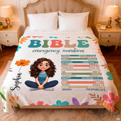 Custom Christian girl Bible emergency numbers Blanket
