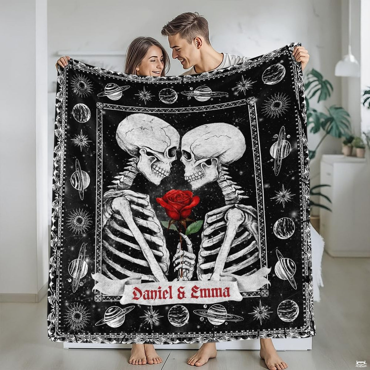 Black romantic bedding styled in a moody bedroom setting matching an ornate dark romantic bed frame.