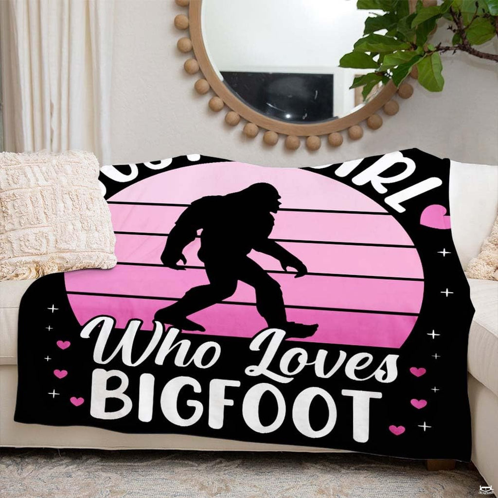 Walking Bigfoot silhouette inside pink striped sunset with hearts and typography, view 4.