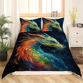 Rainbow dragon bedding displaying celestial serpentine dragon with prismatic mane against dark starry space