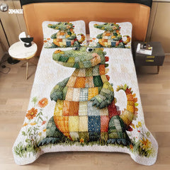 Jeminise Cat Farmhouse Quilt Set, Cozy Animal Bedding