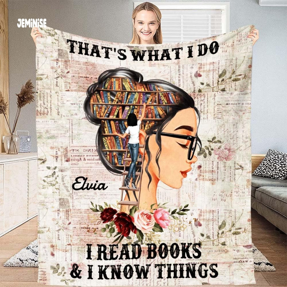Jeminise Customized Reading Blanket for Book Lovers, Personalized Daughter Gift