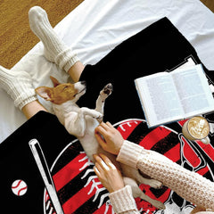 Room decor aesthetic with baseball batter athletic emblem bedding set.