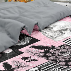 Pamnest Twin Halloween Comforter Set with Sheets, 5 Pieces Pink Bedding