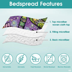 Dragonfly Pattern Quilt Set, Dragonflies Vintage Quilt Set Patchwork Style, Purple Patchwork Pattern Cotton Quilt Bedspread, Dragonfly Bedding Blanket for Daughter/Mother, Grandma