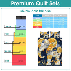 Elephant Quilt Set, Animal Patchwork Printed Quilt Bedset, Patchwork Style Quilts Twin Full Queen Size Elephant Pattern Blanket Bedspread, Elephants Bed Set Bedding Gift