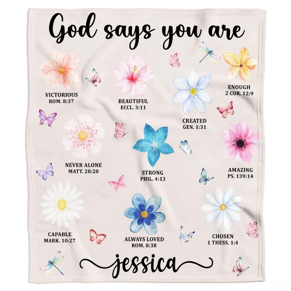 Custom Inspirational Bible Verse Floral Blanket