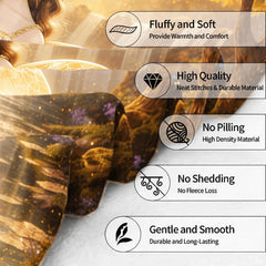 Fairy bedroom set visual motif highlighting serene twilight forest reflections and luminous warm amber tones.