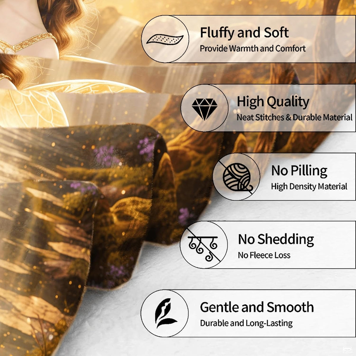 Fairy bedroom set visual motif highlighting serene twilight forest reflections and luminous warm amber tones.