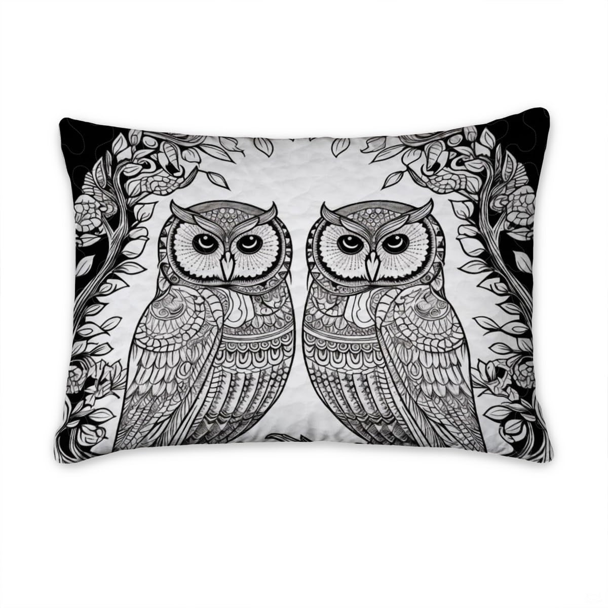 Matching pillowcase detail for wildlife bedding set showing coordinating snowy owl plumage print