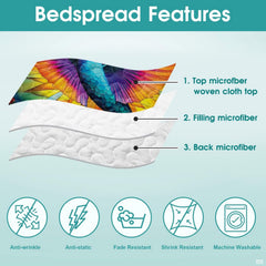 Diagram with cropped colorful wing and geometric bird artwork