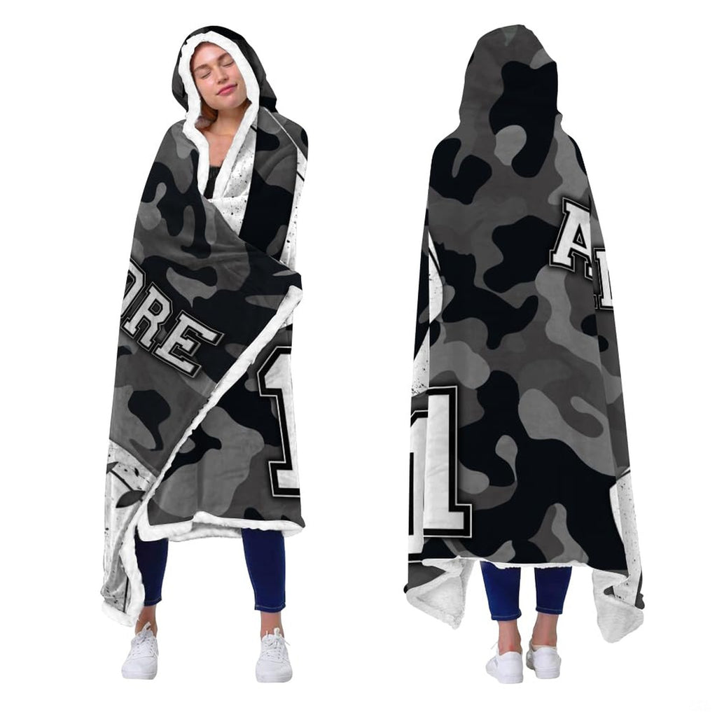 Grey urban camouflage pattern with corner football graphics and varsity typography, view 2.