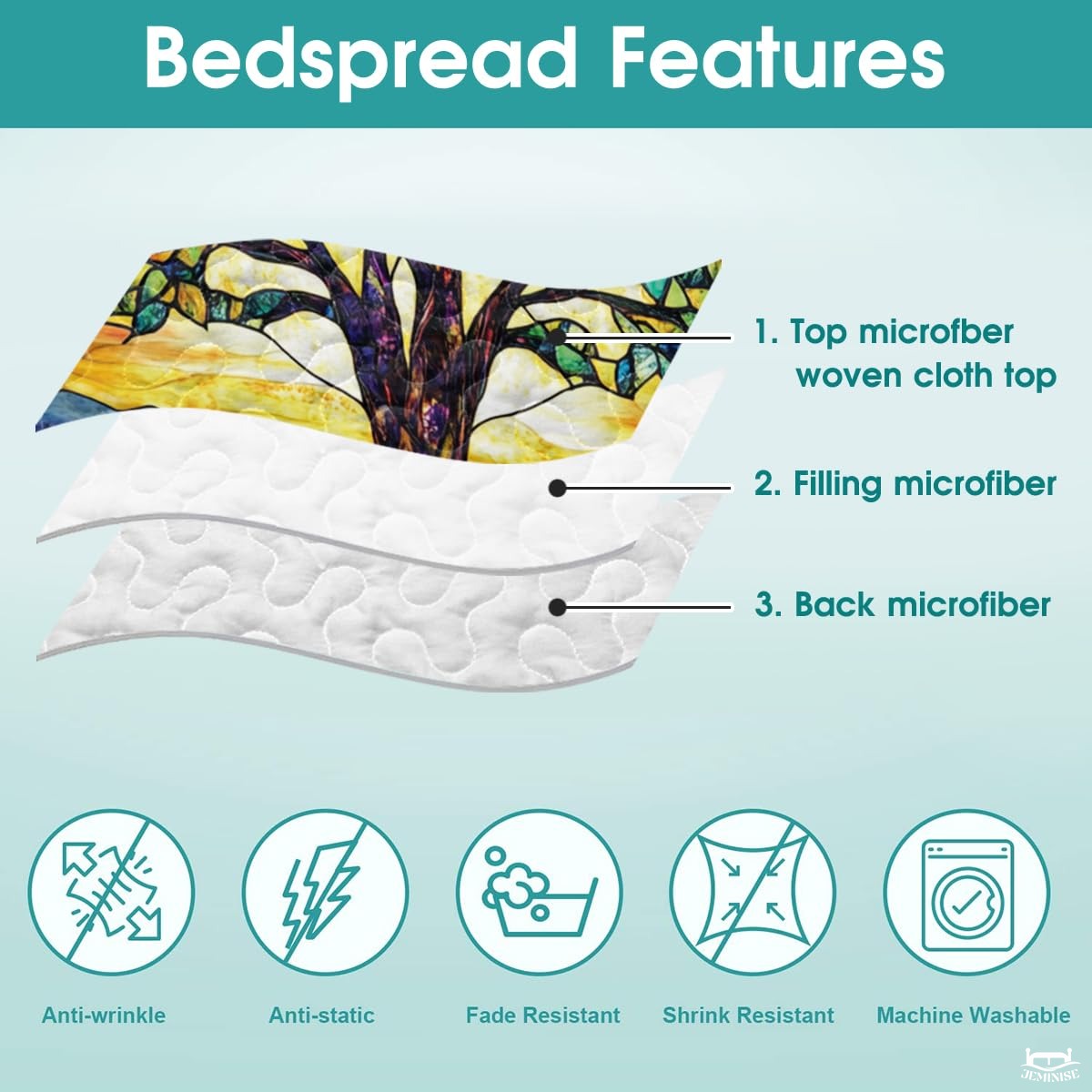 Nature Tree of Life Quilt Set with Stained Glass Pattern And Bedroom