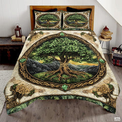 Custom Tree of Life Quilt Set Celtic Yggdrasil Bedding for Bedroom Decor