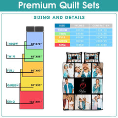 Personalized Love and Relationships Quilt with Photo and Heart