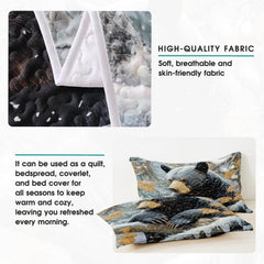 Rustic bedroom aesthetic styled with winter black bear bedding areas motif.