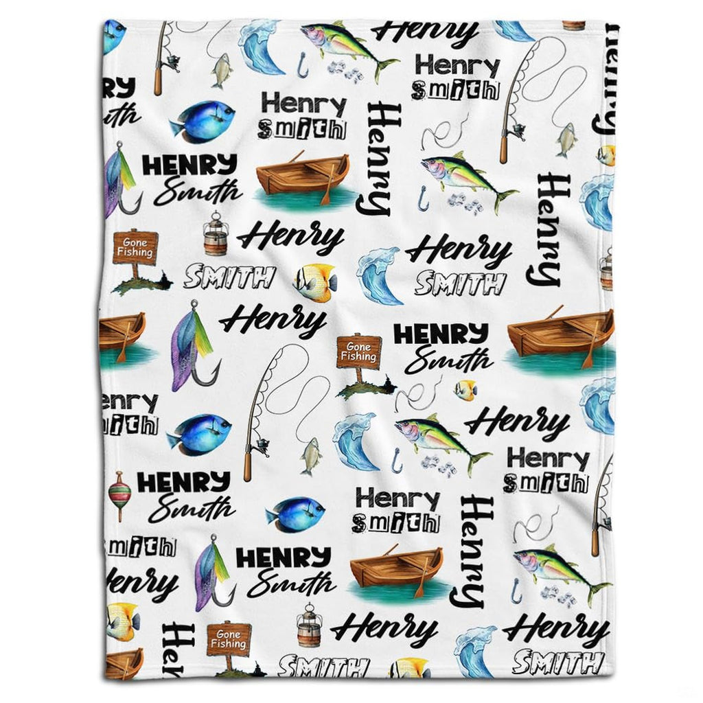 Lake angler rowboat tackle lures blanket flat lay on white background