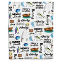 Lake angler rowboat tackle lures blanket flat lay on white background