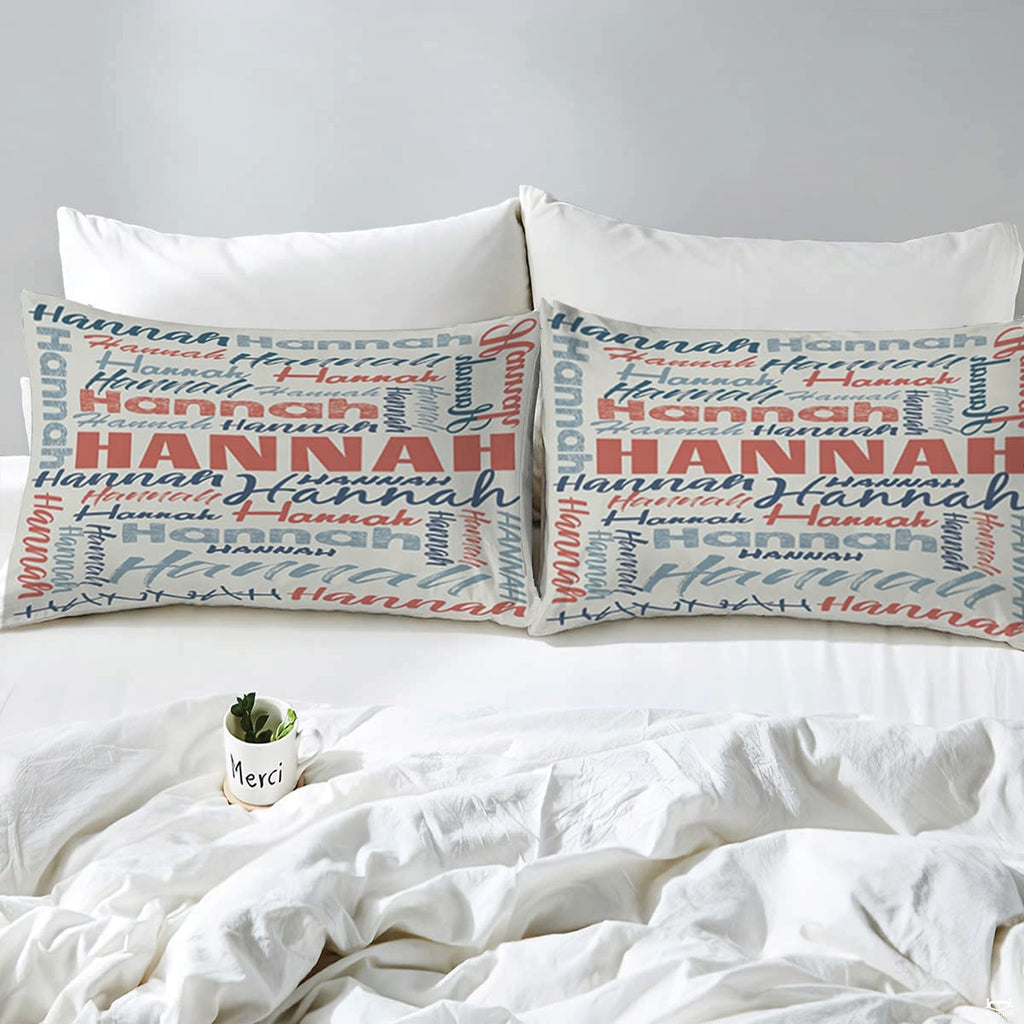 Bedroom decor staging featuring subway art collage bedding set paired with minimal decorative accents.
