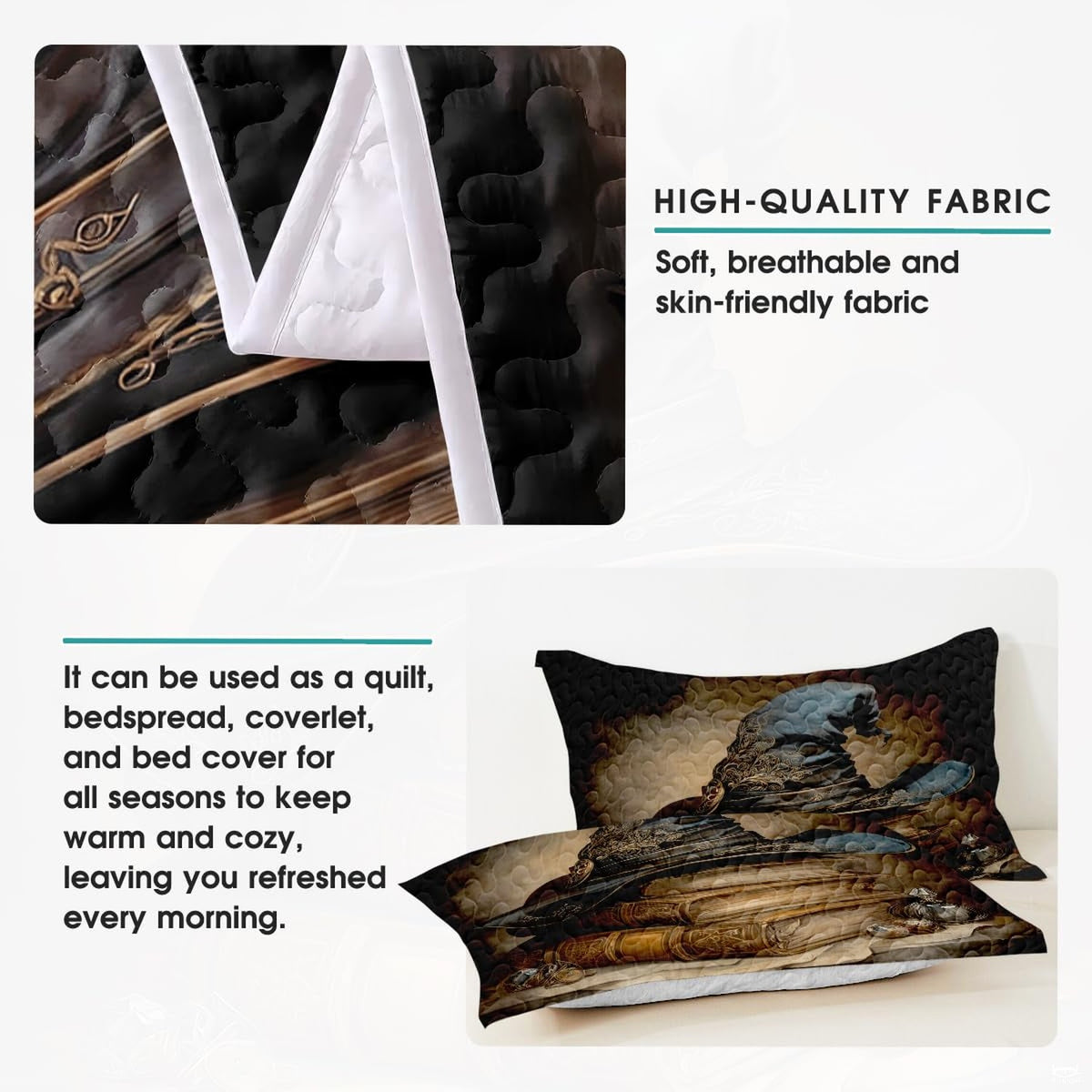 Witch book bedding detail infographic