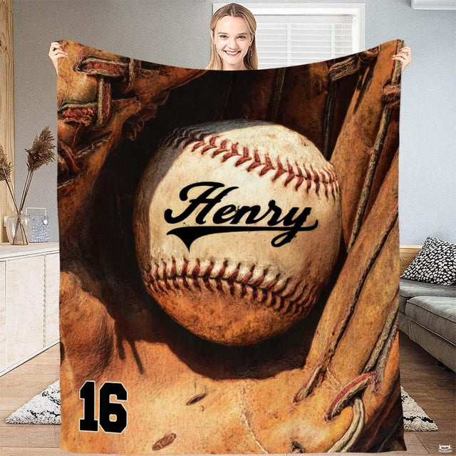 Baseball resting inside a vintage fielder glove with athletic typography, view 2.