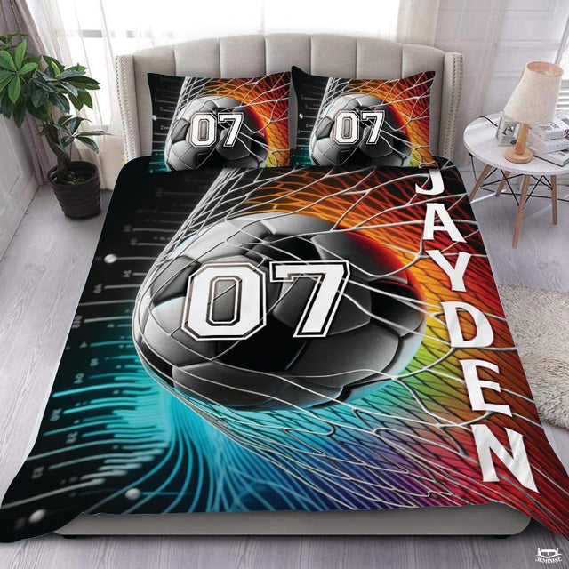 Custom Soccer Ball Net Comforter Set, Machine Washable