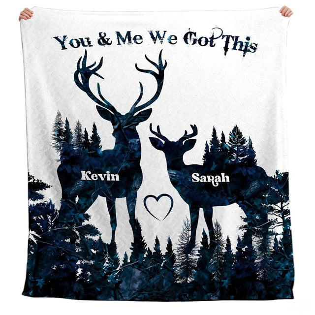Personalized Deer Silhouettes Facing Each Other Comforter with Buck