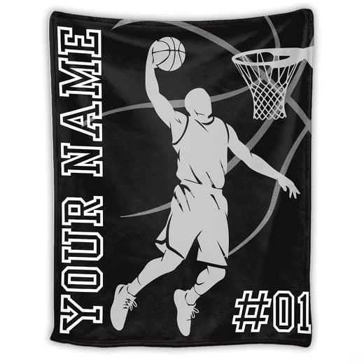 Basketball slam dunk silhouette with hoop and varsity athletic lettering, view 1.