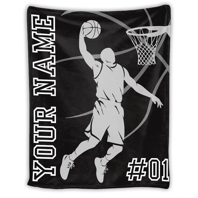 Basketball slam dunk silhouette with hoop and varsity athletic lettering, view 1.