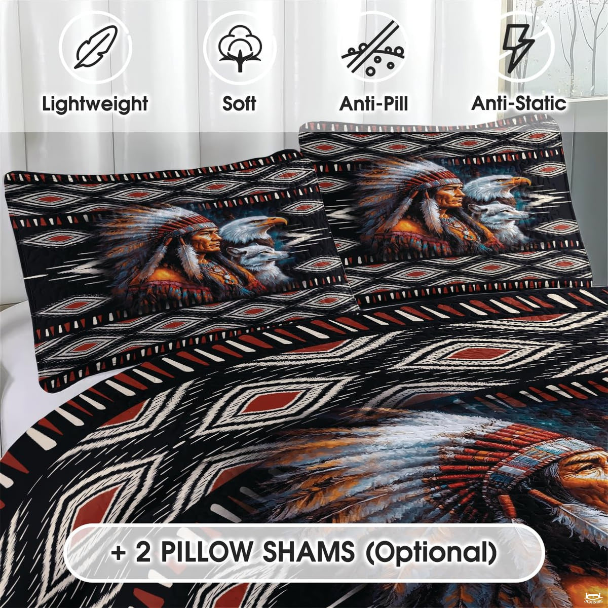 Matching pillowcase detail for southwestern bedding set showing coordinating Aztec pattern print