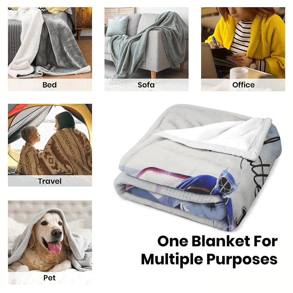 Dimension reference diagram for hockey goalie save graphic blanket