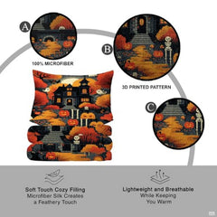Personalized Autumn Halloween Bedding Set – Custom Fall-Themed Duvet Cover and Pillowcases, Perfect for Bedroom or Guest Room – Spooky & Cozy Halloween Decor (Halloween 01)
