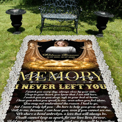 Close-up highlighting graphic sharpness and finished border on the memorial blanket