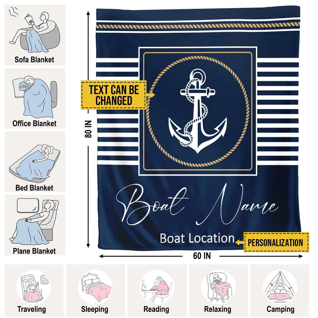 Horizontal navy and white sailor stripe pattern with golden tan ochre geometric border detail.