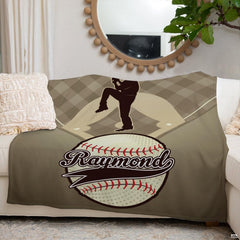 Baseball pitcher diamond mound throw blanket view 6 highlighting pitcher graphics and sports room styling