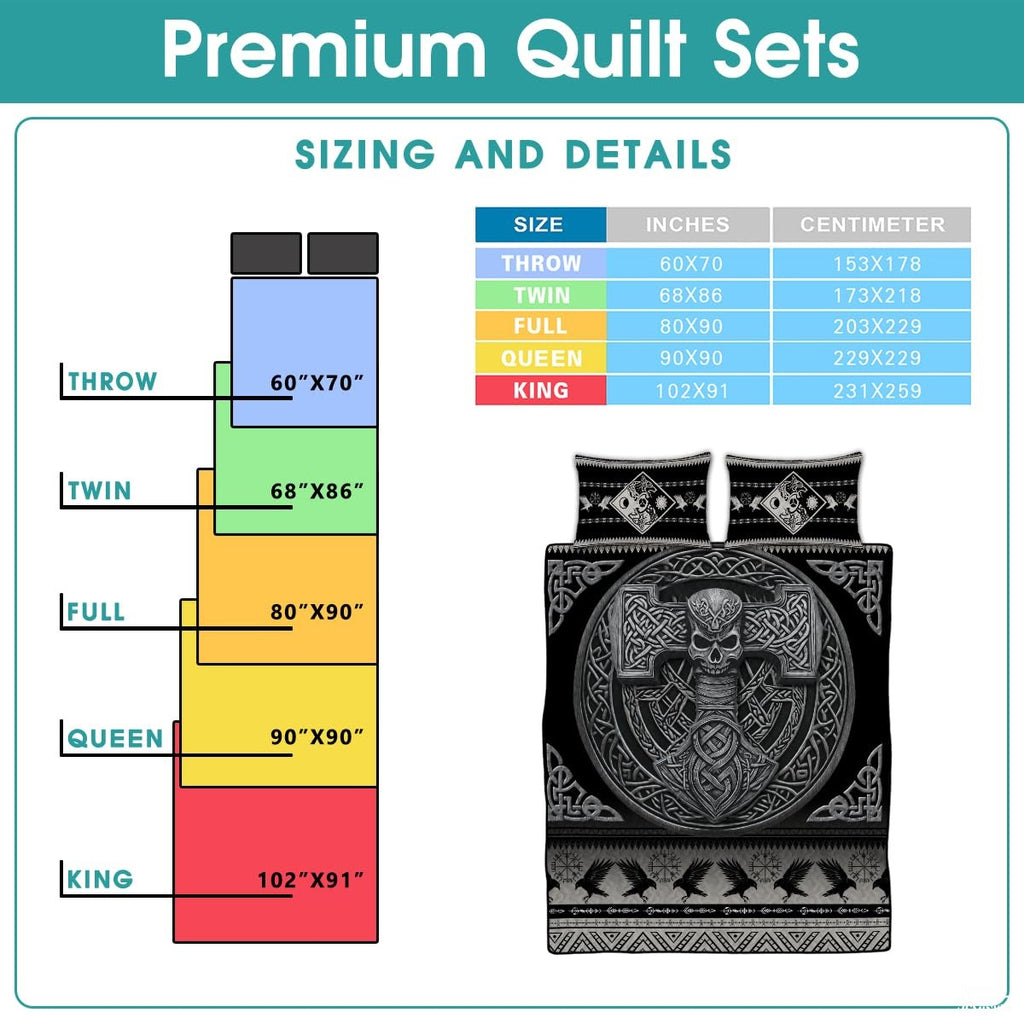 Norse Mythology Mjolnir with Skull Within Circular Celtic Quilt