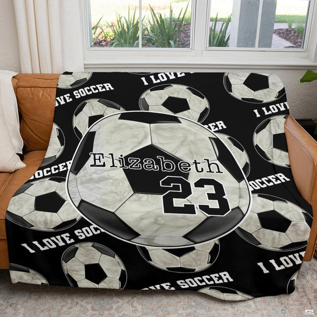 Soccer pattern sports design blanket flat unfolded view