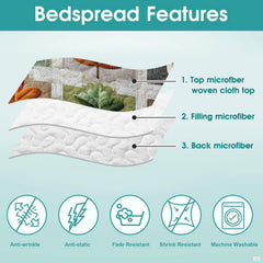 Folded presentation of autumn bedding set demonstrating sharp graphic print clarity and rich woodland color contrast.