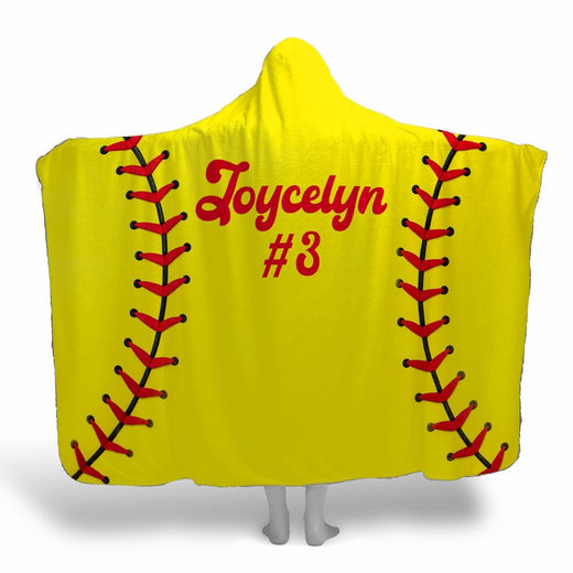 Optic yellow softball athletic design with red curved chevron lacing pattern