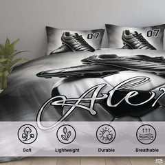 Custom Soccer Ball Cleats Personalized Comforter Set, Machine Washable