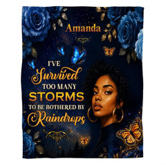 Lifestyle display of a person resting with the inspirational portrait throw blanket.