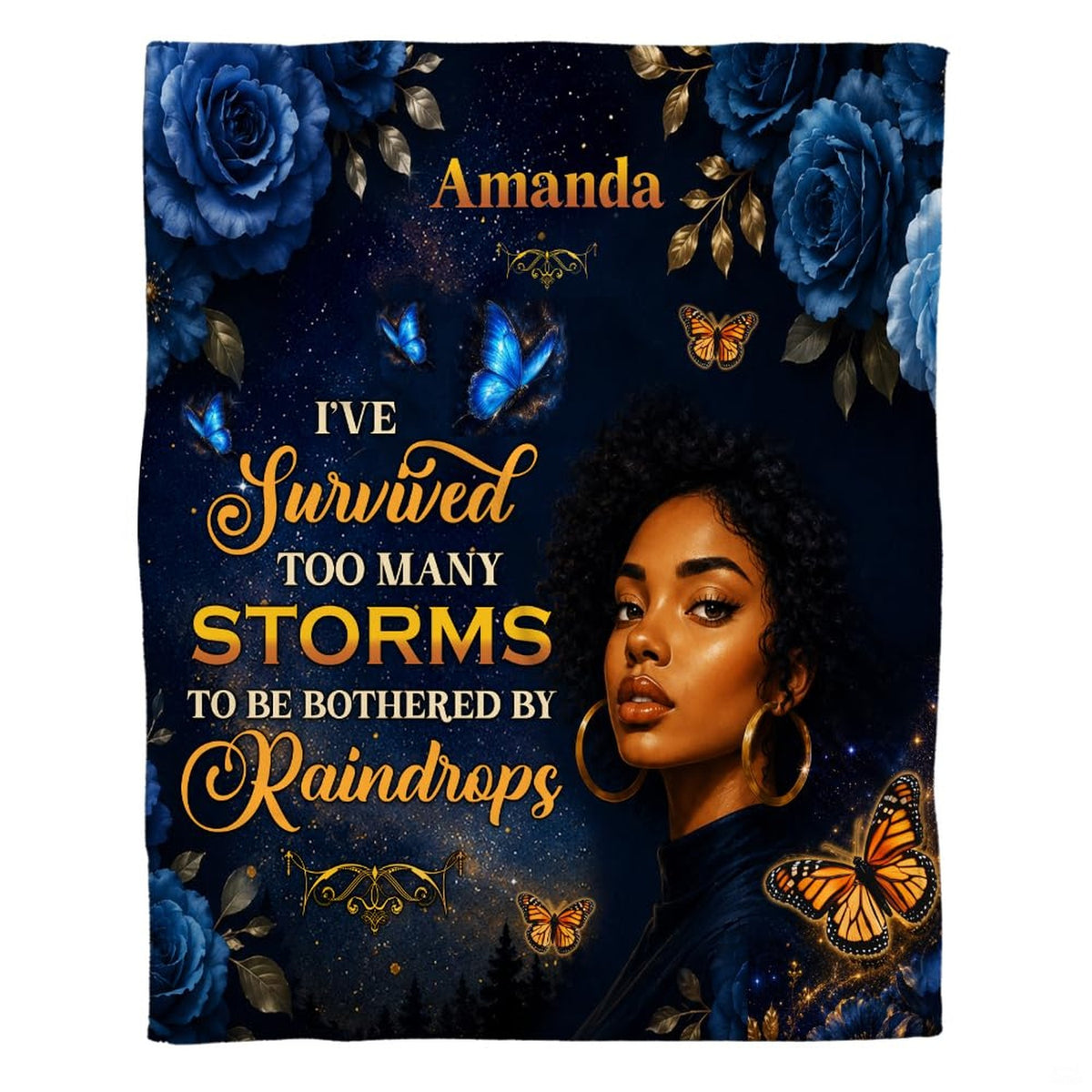 Lifestyle display of a person resting with the inspirational portrait throw blanket.