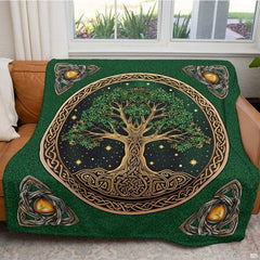 Bedroom setting styled with the Celtic Tree of Life circular bedding set.
