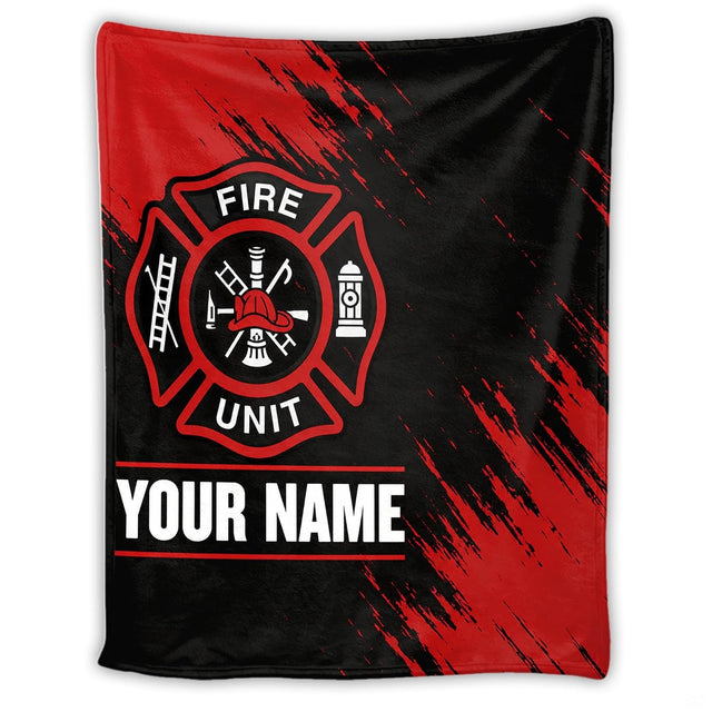 Fire Unit Maltese cross emblem with red and black paint splatter graphic on Blanket.
